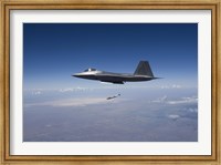 An F-22 Raptor Releases a GBU-32 JDAM over New Mexico Fine Art Print