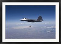 An F-22 Raptor Releases a GBU-32 JDAM over New Mexico Fine Art Print