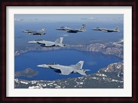 Five Ship Aircraft Formation Flies over Crater Lake, Oregon Fine Art Print