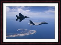 Two F-15 Eagles Fly High over Cape Cod, Massachusetts Fine Art Print