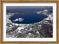Two F-15 Eagles Fly over Crater Lake in Central Oregon Fine Art Print