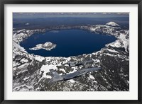 Two F-15 Eagles Fly over Crater Lake in Central Oregon Fine Art Print