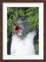 Kayak in Tutea's Falls, Okere River, New Zealand Fine Art Print