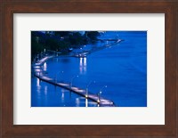 Evening View of a pontoon Bridge over Brisbane River, Brisbane, Queensland Fine Art Print