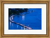Evening View of a pontoon Bridge over Brisbane River, Brisbane, Queensland Fine Art Print
