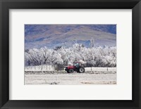 Tractor and Hoar Frost, Sutton, Otago, South Island, New Zealand Fine Art Print