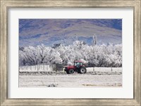 Tractor and Hoar Frost, Sutton, Otago, South Island, New Zealand Fine Art Print