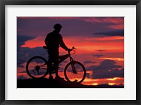 Mountain Biker and Sunset, Dunstan Mountains, Central Otago Fine Art Print