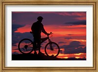 Mountain Biker and Sunset, Dunstan Mountains, Central Otago Fine Art Print