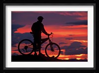 Mountain Biker and Sunset, Dunstan Mountains, Central Otago Fine Art Print