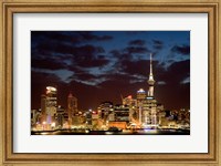 Auckland CBD, Skytower and Waitemata Harbor, North Island, New Zealand Fine Art Print