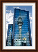 Reflection of Skytower in Office Building, Auckland, North Island, New Zealand Fine Art Print