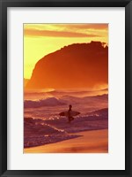 Surfer at Sunset, St Kilda Beach, Dunedin, New Zealand Fine Art Print
