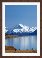 Aoraki Mount Cook and Lake Pukaki, Mackenzie Country, South Canterbury, South Island, New Zealand Fine Art Print