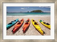 Kayaks on Beach, Hahei, Coromandel Peninsula, North Island, New Zealand Fine Art Print