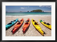 Kayaks on Beach, Hahei, Coromandel Peninsula, North Island, New Zealand Fine Art Print