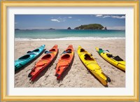 Kayaks on Beach, Hahei, Coromandel Peninsula, North Island, New Zealand Fine Art Print
