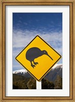 New Zealand, South Island, Road Sign, St Arnaud Range Fine Art Print
