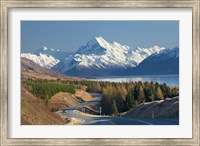 Road to Aoraki Mount Cook, Mackenzie Country, South Canterbury, South Island, New Zealand Fine Art Print