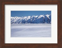 The Roundhill Ski Area with fog covered Lake Tekapo and the Hall Range, South Island, New Zealand Fine Art Print
