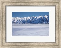 The Roundhill Ski Area with fog covered Lake Tekapo and the Hall Range, South Island, New Zealand Fine Art Print