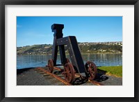 Dog sculpture, Otago Boat Harbor Reserve, Dunedin, Otago, New Zealand Fine Art Print