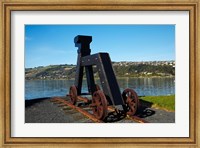 Dog sculpture, Otago Boat Harbor Reserve, Dunedin, Otago, New Zealand Fine Art Print