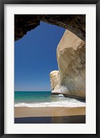 Sea cave, beach and cliffs, Tunnel Beach, Dunedin, South Island, New Zealand Fine Art Print