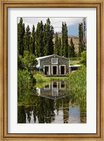 The shed and pond, Northburn Vineyard, Central Otago, South Island, New Zealand Fine Art Print