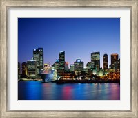 Skyline and Cruise Ship at Night, Sydney, Australia Fine Art Print