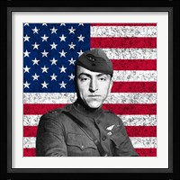 Eddie Rickenbacker in front of the American flag Fine Art Print