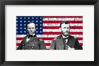 General Sherman and General Ulysses S Grant with American Flag Fine Art Print