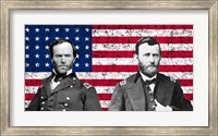 General Sherman and General Ulysses S Grant with American Flag Fine Art Print