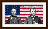 General Sherman and General Ulysses S Grant with American Flag Fine Art Print