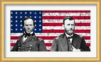 General Sherman and General Ulysses S Grant with American Flag Fine Art Print