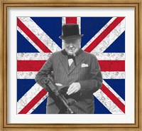 Sir WInston Churchill with Union Jack Fine Art Print