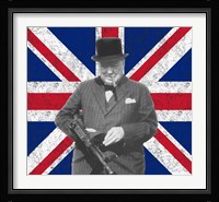 Sir WInston Churchill with Union Jack Fine Art Print