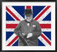 Sir WInston Churchill with Union Jack Fine Art Print