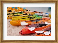 Bahamas, Eleuthera, Princess Cays, beach kayaks Fine Art Print