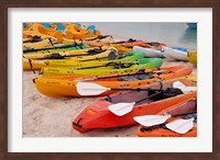 Bahamas, Eleuthera, Princess Cays, beach kayaks Fine Art Print
