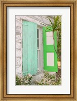 Beach House Green shutters, Loyalist Cays, Bahamas, Caribbean Fine Art Print