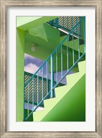 Hotel Staircase (vertical), Rockley Beach, Barbados Fine Art Print