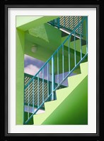 Hotel Staircase (vertical), Rockley Beach, Barbados Fine Art Print