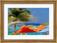 Umbrellas and Shade at Castaway Cay, Bahamas, Caribbean Fine Art Print