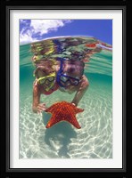 Snorkeling in the Blue Waters of the Bahamas Fine Art Print