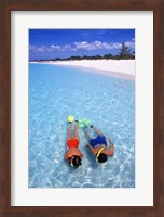Snorkeling in the blue waters of the Bahamas Fine Art Print