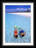 Snorkeling in the blue waters of the Bahamas Fine Art Print