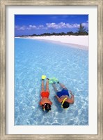 Snorkeling in the blue waters of the Bahamas Fine Art Print