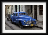 1950's era blue car, Havana Cuba Fine Art Print