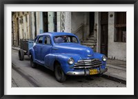 1950's era blue car, Havana Cuba Fine Art Print